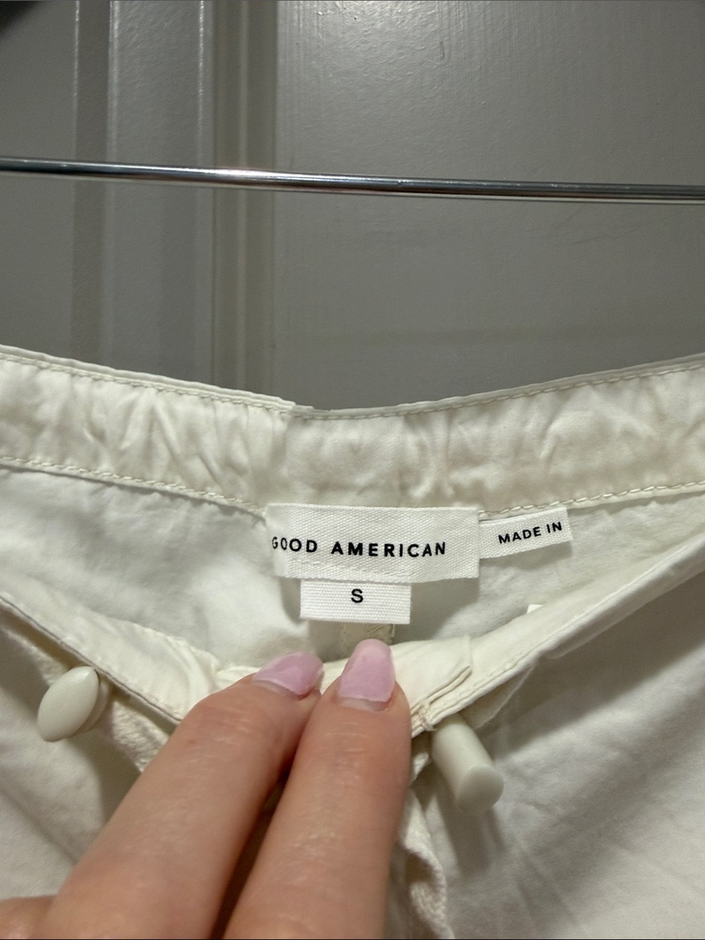 Good American ivory cream white oversized parachute utility cargo pants S M - Picture 5 of 10